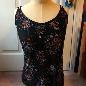 Black and Floral Summer Tank Top